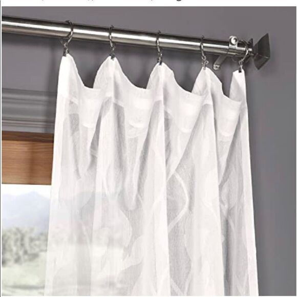 Faux Linen white sheer collection 50 inch by 108 inch sheer curtain panel - Picture 4 of 7